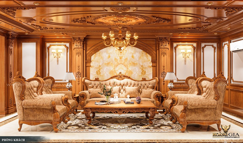 Mẫu phòng khách tân cổ điển 2024 luxury