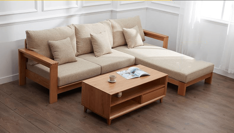 Mẫu sofa gỗ gõ hiện đại nhỏ gọn