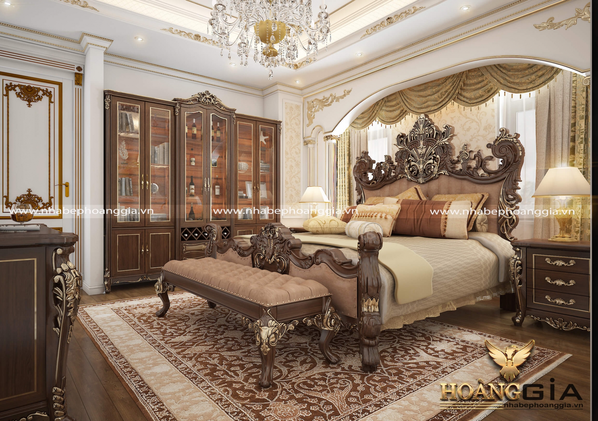 thiết kế nội thất cổ điển phòng ngủ master nhà anh Sang - Hải Phòng