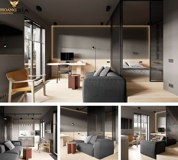 thiết kế nội thất căn hộ Studio phong cách tối giản
