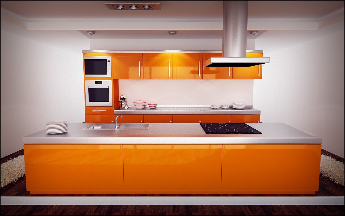 Căn nhà bếp ấm áp với sắc màu cam