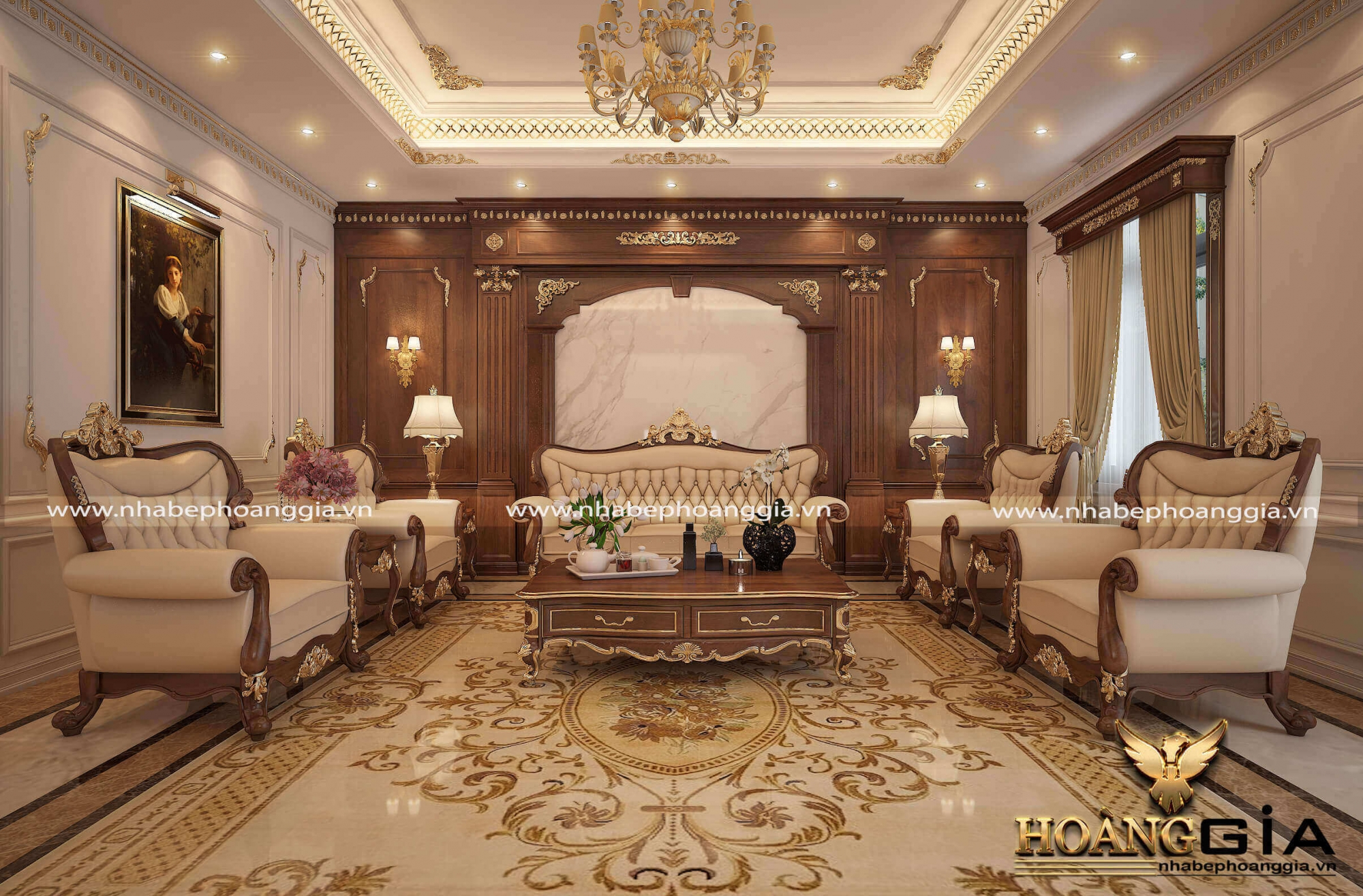Dự án thiết kế nội thất phòng khách mà Nhà Bếp Hoàng Gia thực hiện ở Quảng Ninh