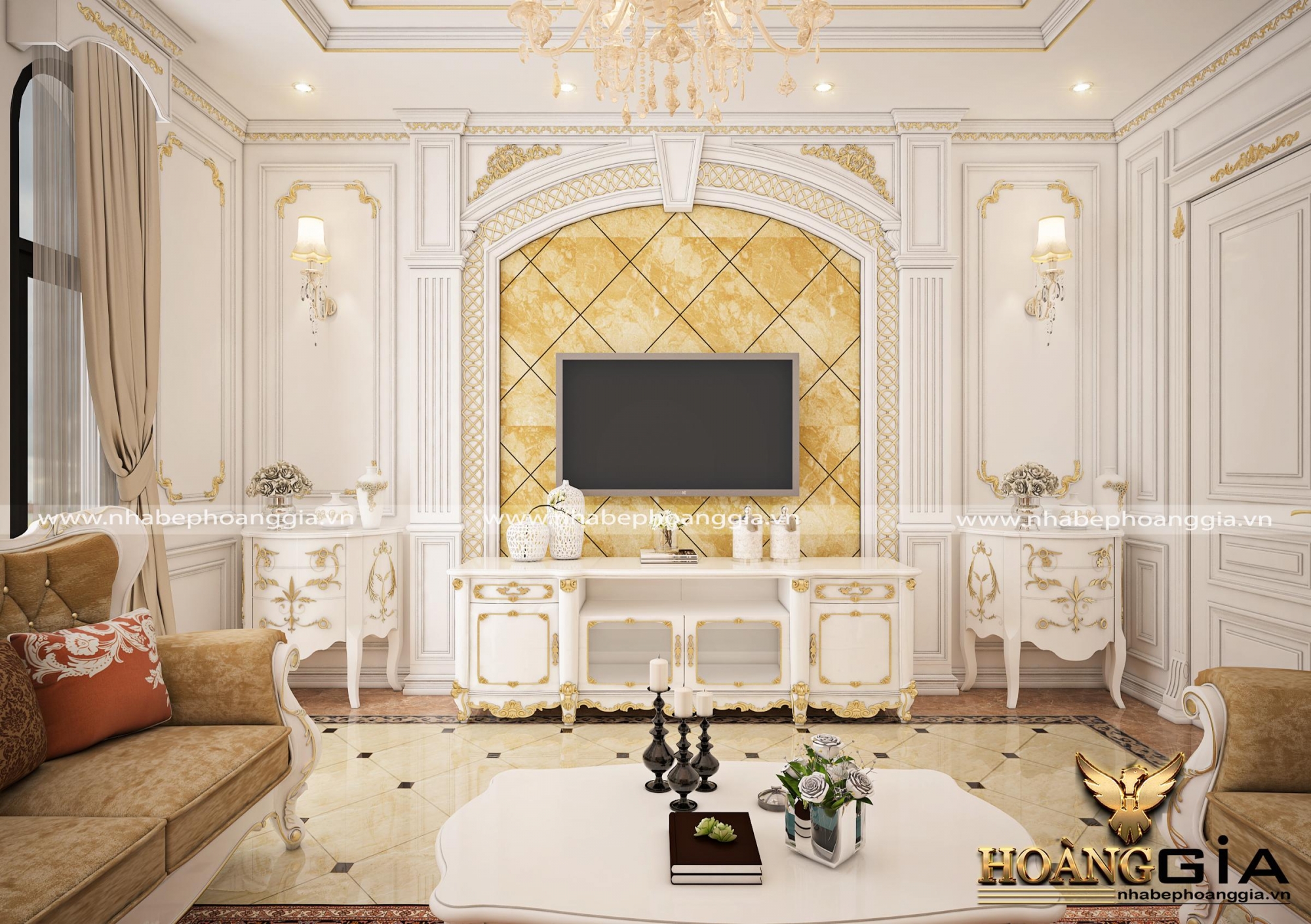 Thiết kế phòng khách tân cổ điển Luxury 3