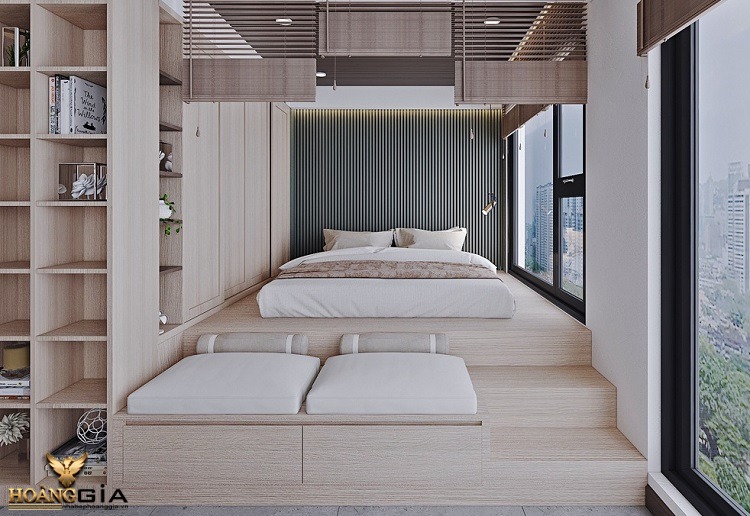 Mẫu giường ngủ giật cấp gỗ tự nhiên