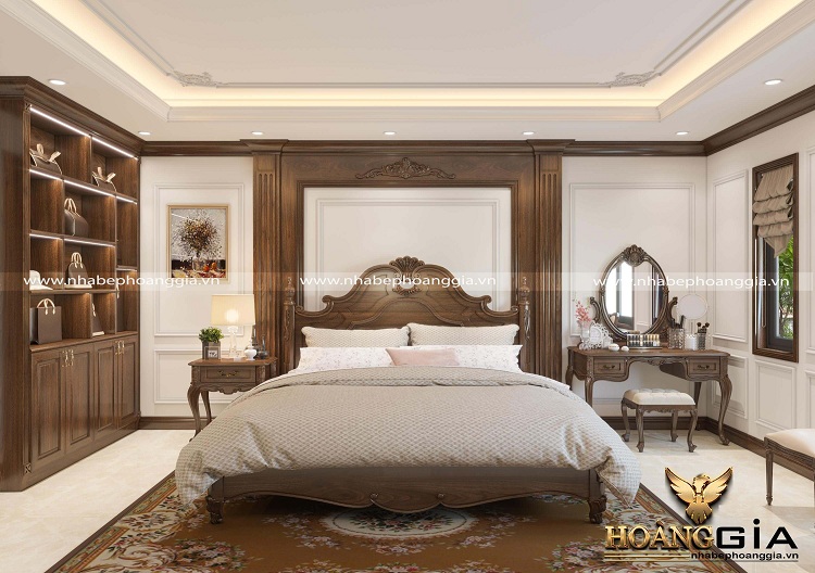 Mẫu giường gỗ tự nhiên tân cổ điển đẹp sang trọng
