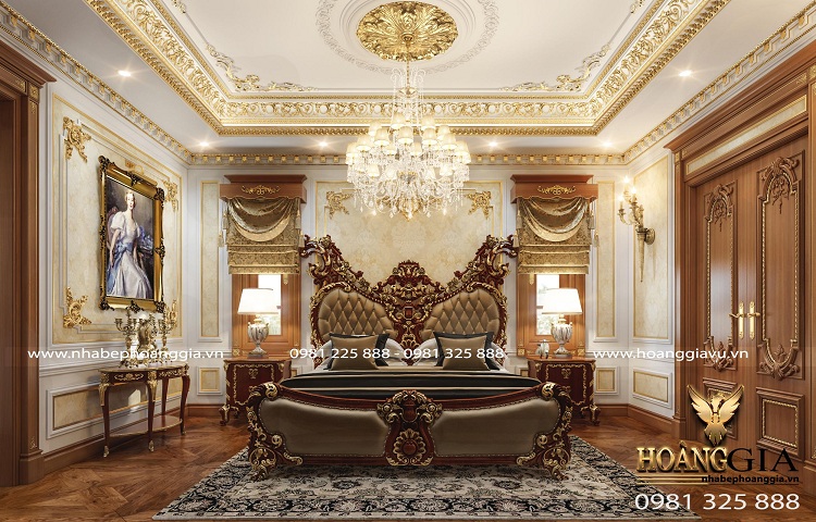 Mẫu giường ngủ gỗ phong cách cổ điển