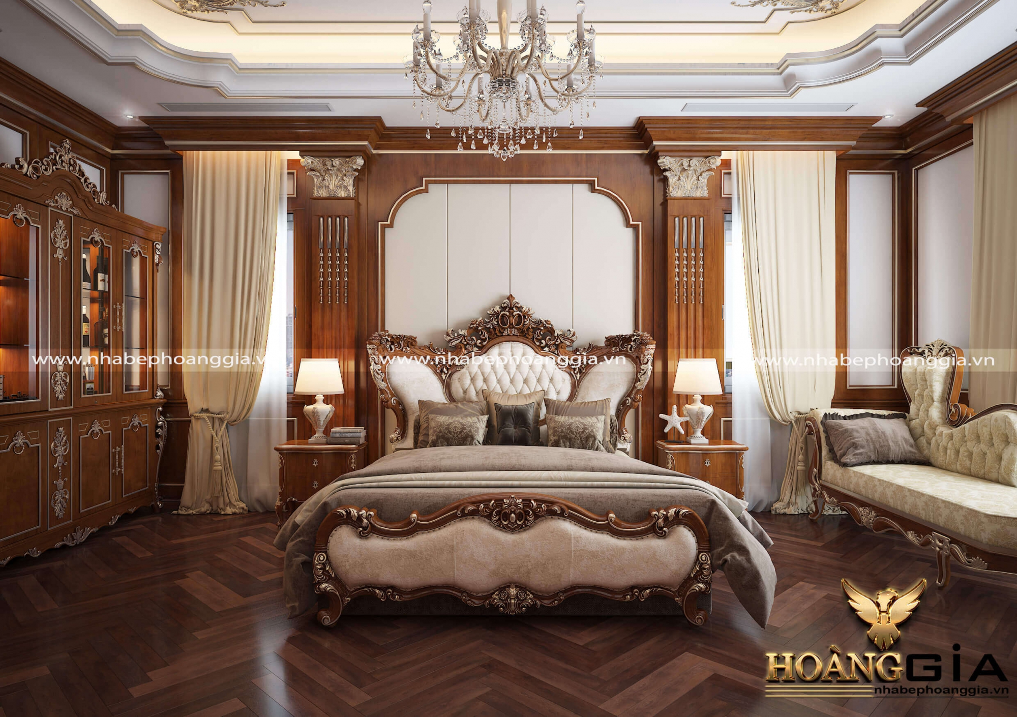 Mẫu thiết kế không gian phòng ngủ hoàng gia đẳng cấp