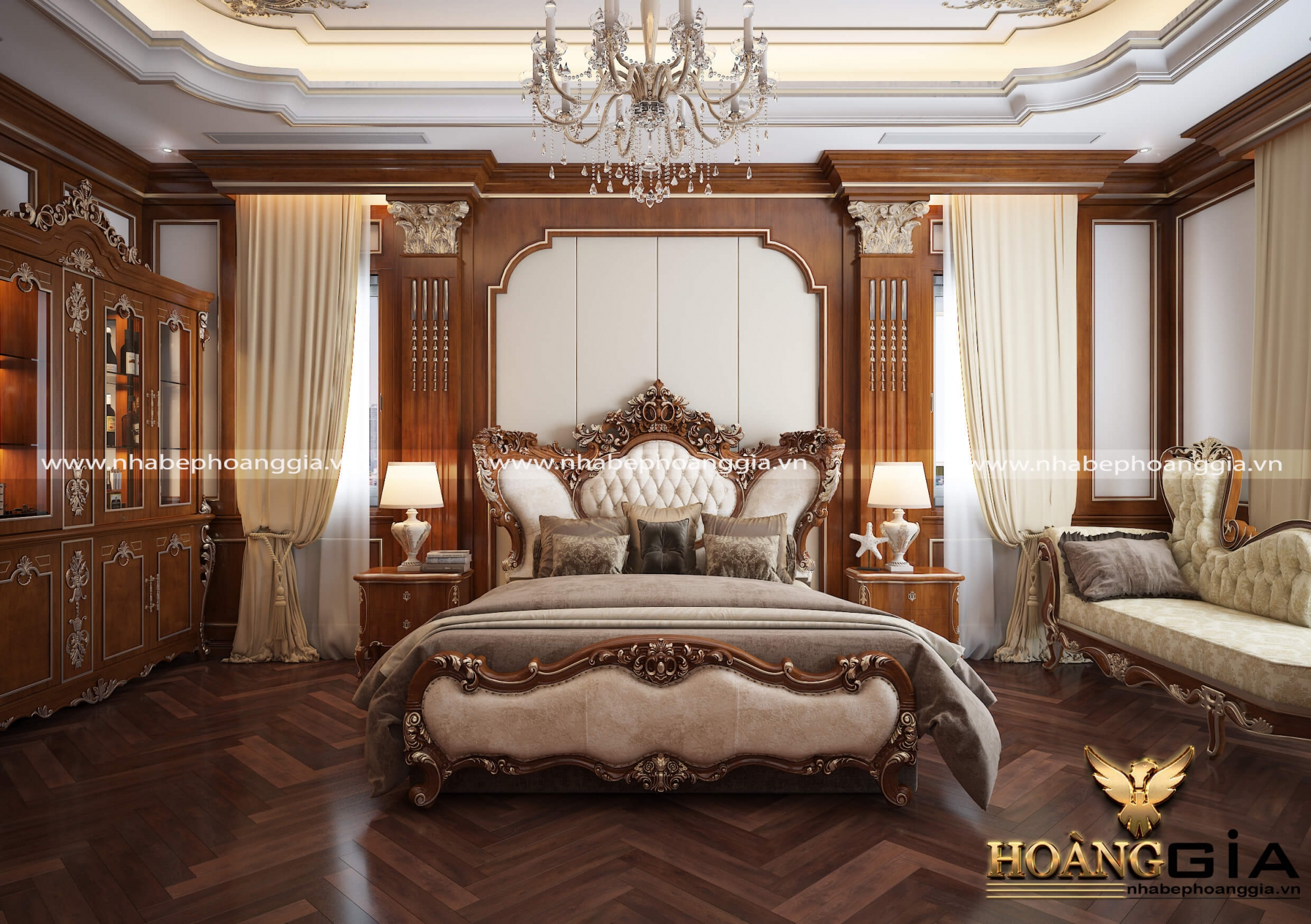 mẫu phòng ngủ Châu Âu cổ điển cho nhà biệt thự