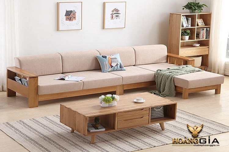 mẫu sofa góc gỗ sồi đẹp 2022