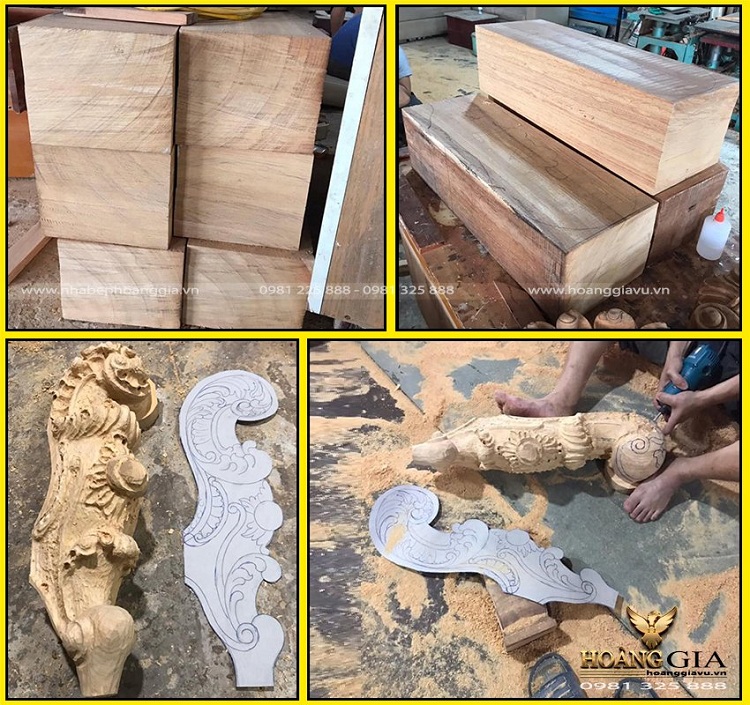 Lựa chọn và xử lý gỗ trong thi công sofa tân cổ điển