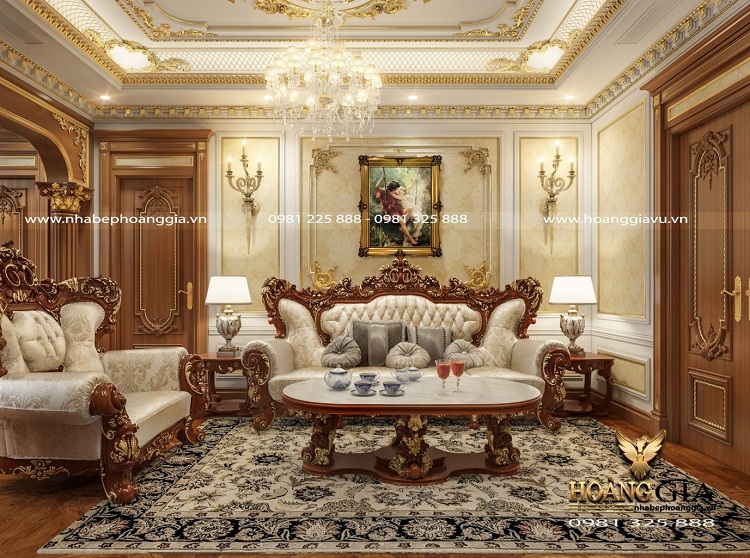 Mẫu sofa gỗ gõ đỏ cao cấp cho nhà biệt thự