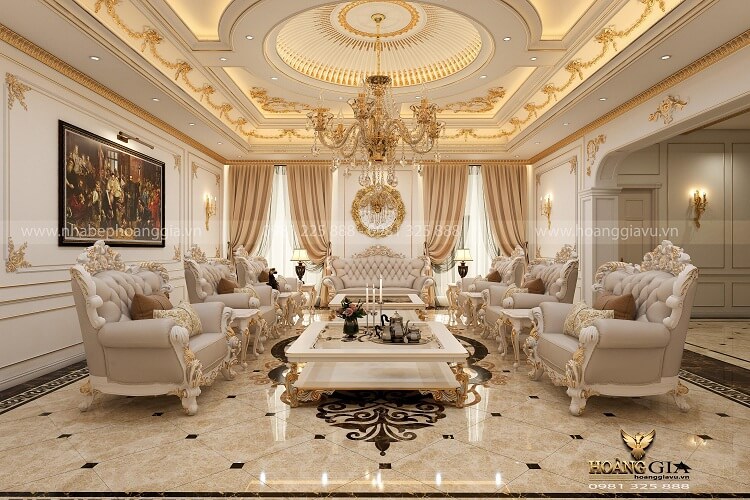 mẫu thiết kế phòng khách 50m2 Luxury