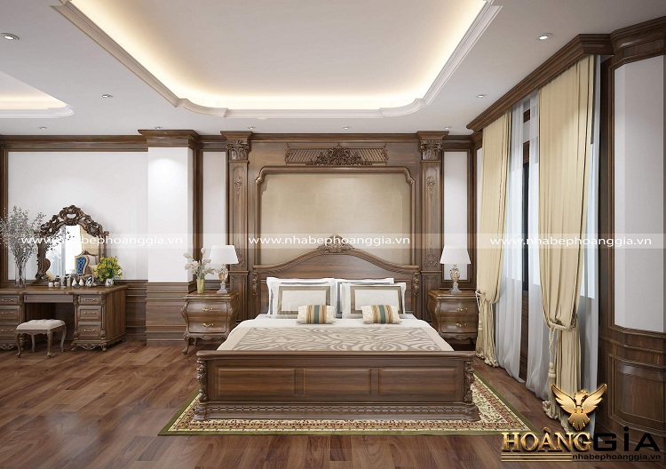 thiết kế phòng ngủ 40m2 chất liệu gỗ tự nhiên