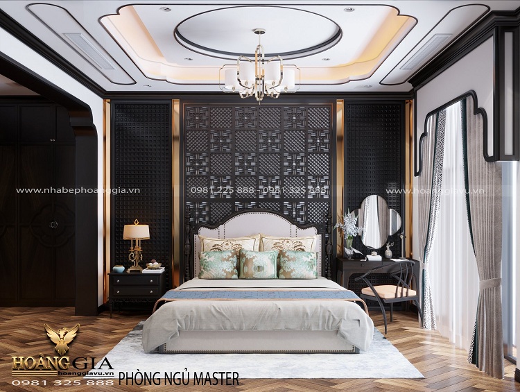 mẫu thiết kế phòng ngủ 50m2 Indochina