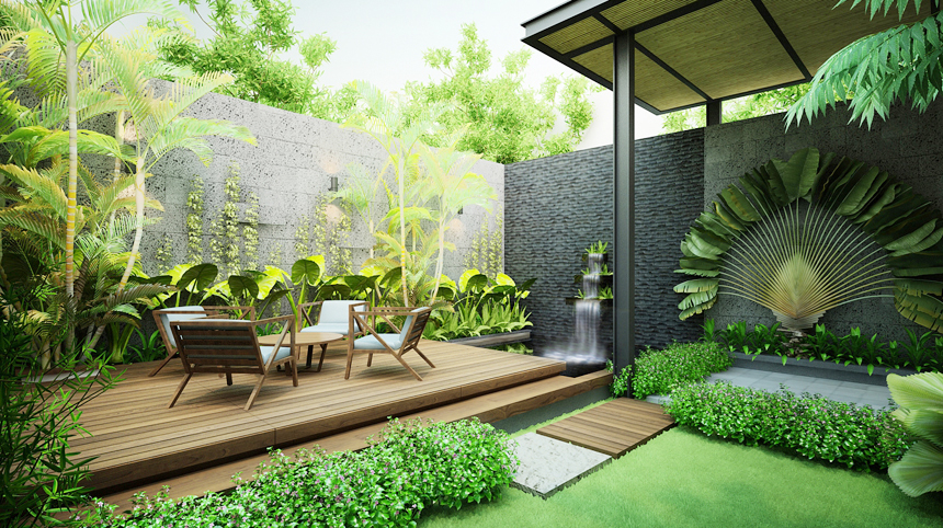 Thiết kế không gian sân vườn yên bình với khoảng xanh
