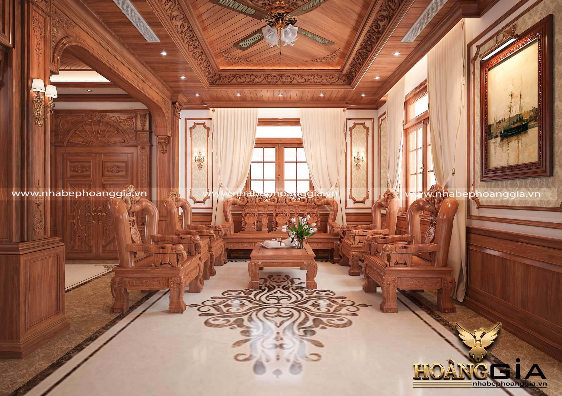 Mẫu nội thất gỗ hương phong cách tân cổ điển (CĐT: ông Thái - Quảng Bình)  NT12767