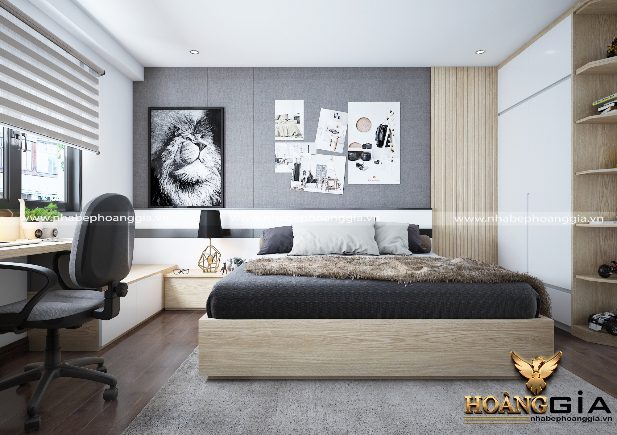 Dự án thiết kế và thi công nội thất phòng ngủ con trai lớn nhà chị Hương