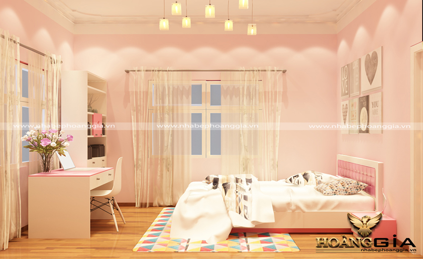 Phòng ngủ bé gái hiện đại cho không gian nhà chật