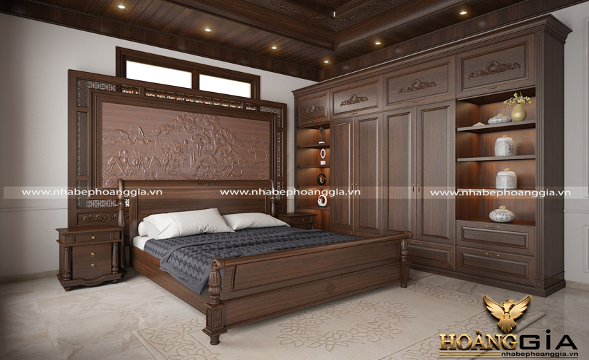 Thiết kế phòng ngủ cổ điển Châu Âu với gam màu tối sang trọng