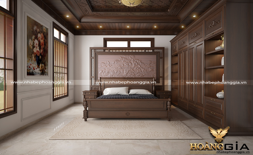 Thiết kế phòng ngủ cổ điển Châu Âu với gam màu tối sang trọng