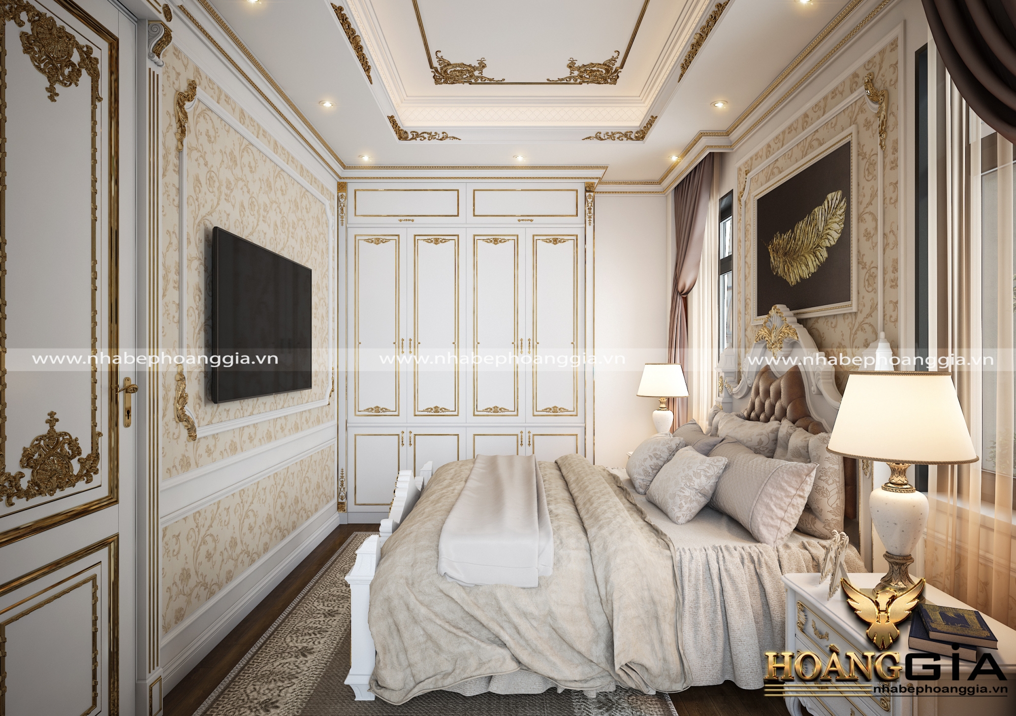 thiết kế nội thất cổ điển phòng ngủ khách nhà anh Sang - Hải Phòng