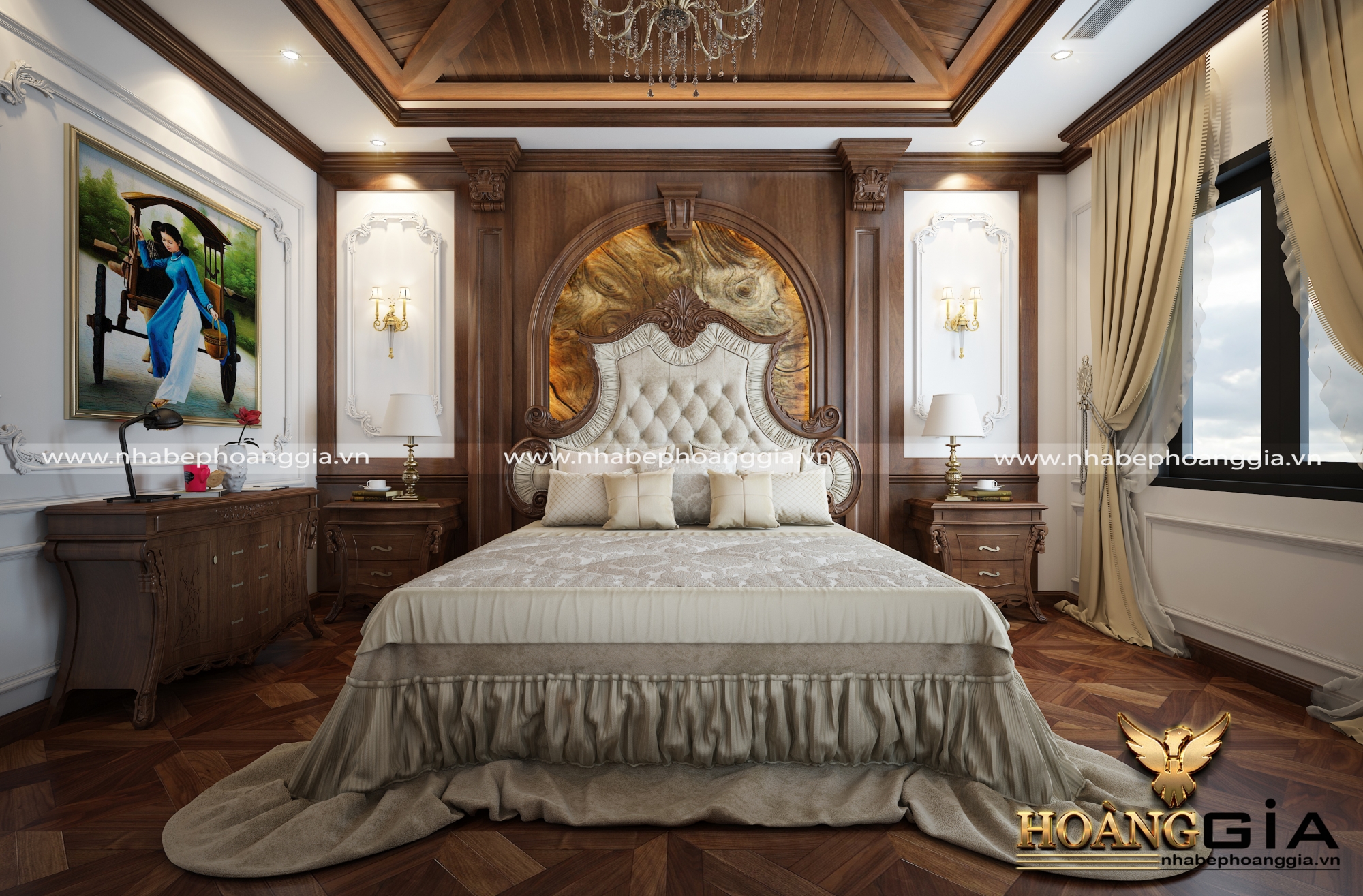 Mẫu phòng ngủ tân cổ điển kiểu Pháp lãng mạn đầy cuốn hút