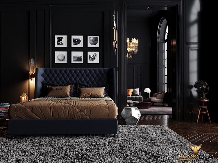 phòng ngủ màu đen Neoclassic