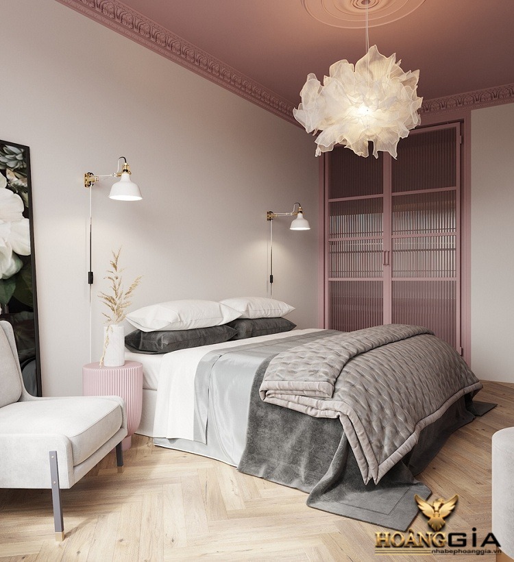 phòng ngủ màu hồng gọn gàng