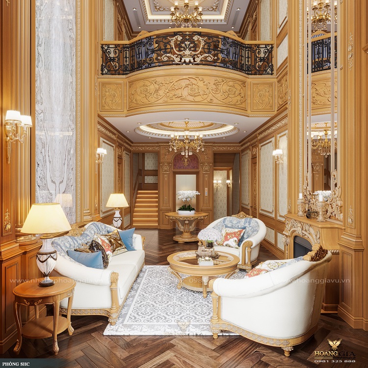 Thiết kế phòng khách tân cổ điển hoàng gia