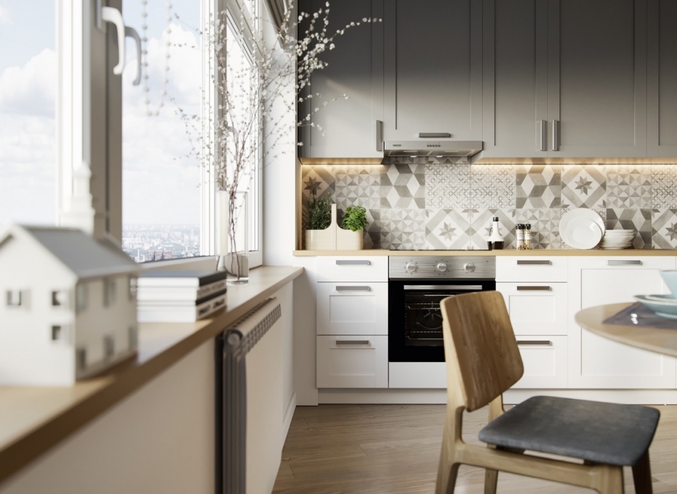 Thiết kế phòng bếp của căn hộ Scandinavian