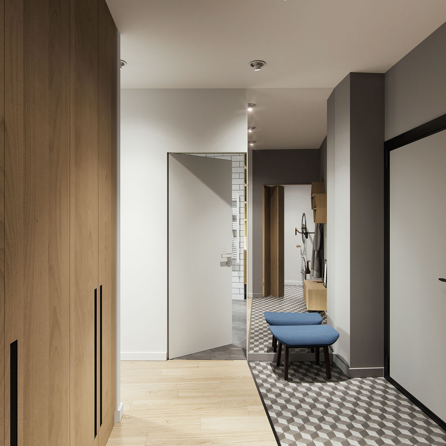 Hệ sảnh hành lang của căn hộ Scandinavian