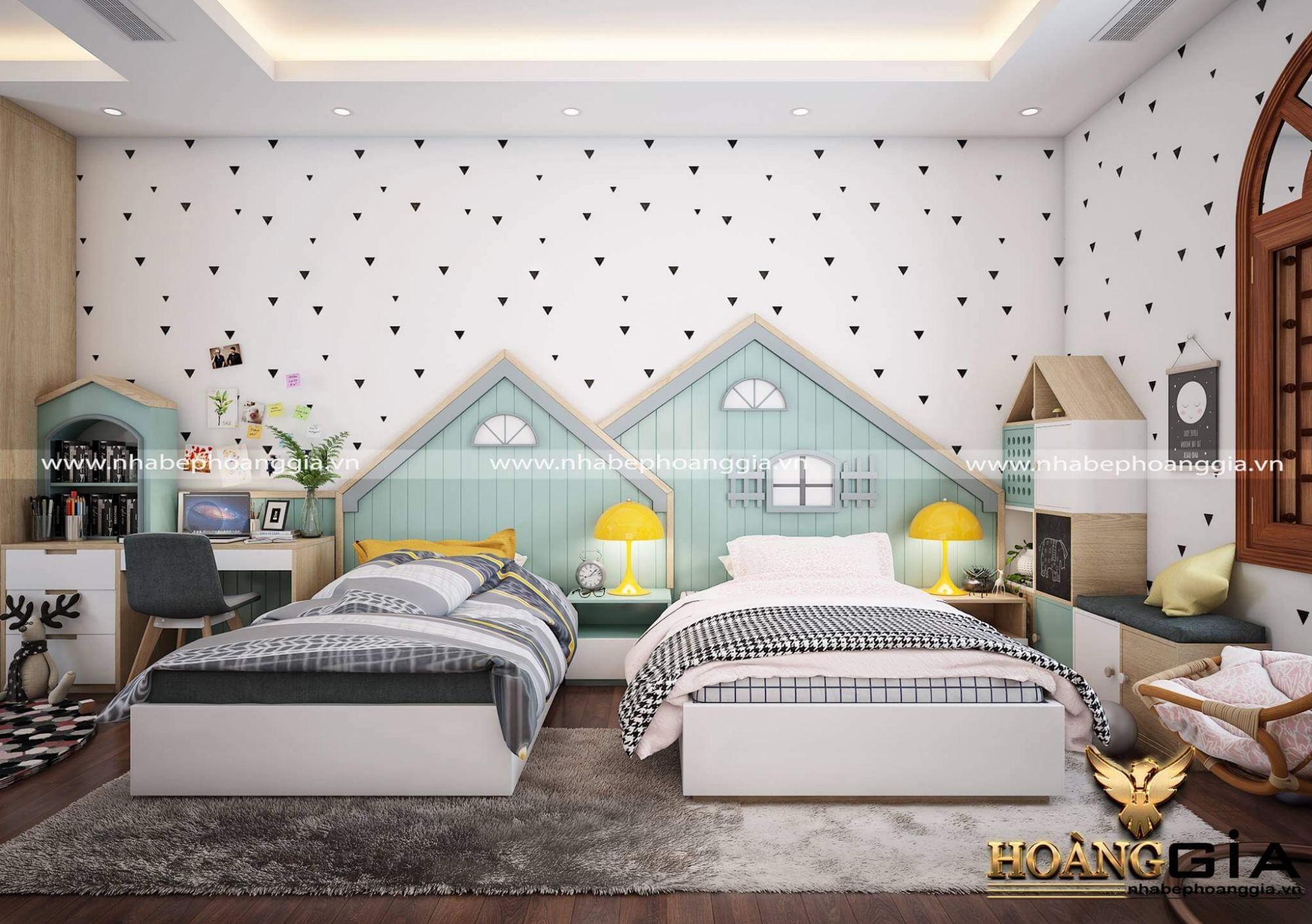 Thiết kế nội thất phòng ngủ trẻ em trong căn hộ chung cư 65m2