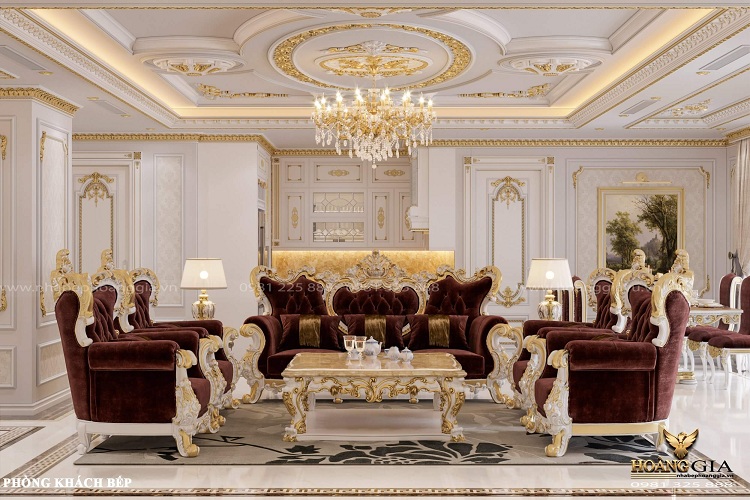 Thiết kế phòng khách tân cổ điển hoàng gia