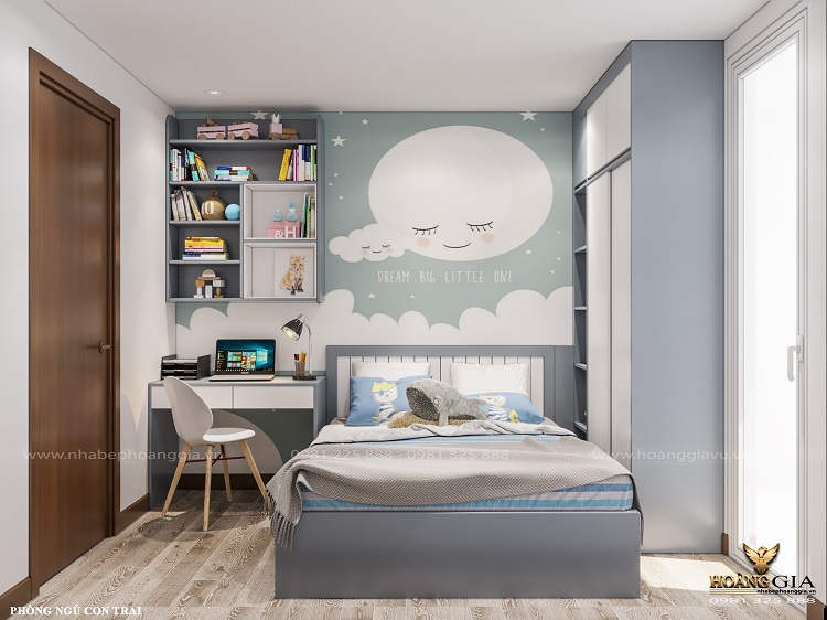 Thiết kế không gian phòng ngủ con trai anh Quang
