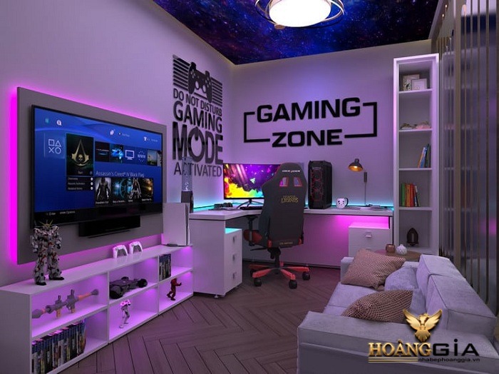 thiết kế phòng ngủ gaming chủ đề vũ trụ