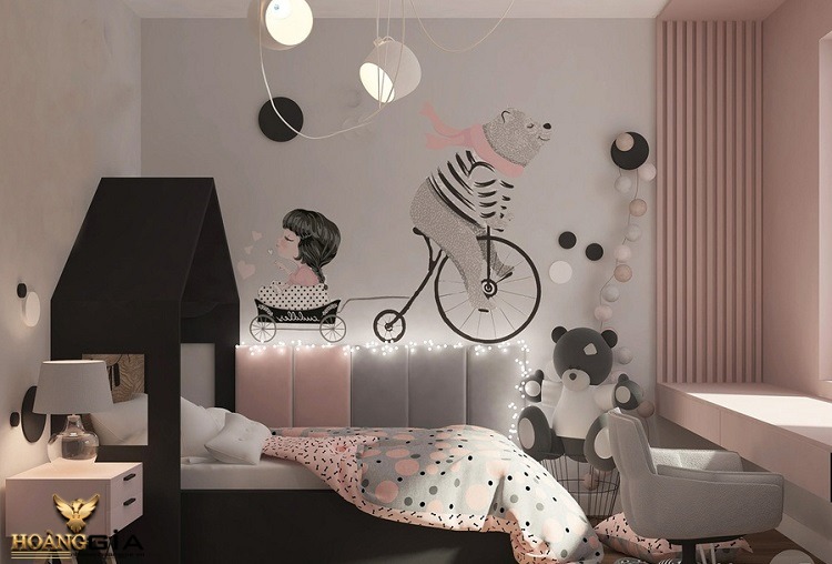 tranh vẽ tường phòng ngủ cho bé gái