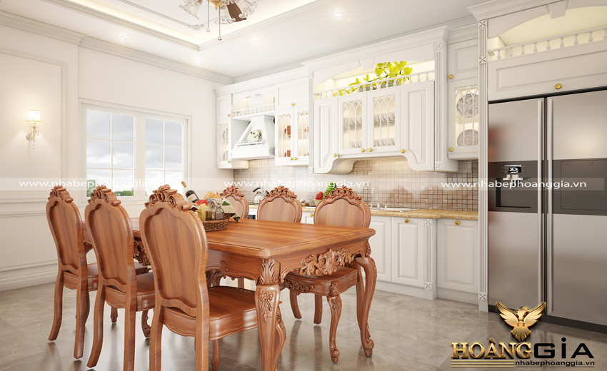 Tủ bếp tân cổ điển sơn trắng – xu hướng thiết kế tủ bếp mới 