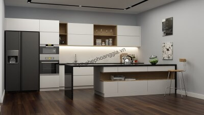 Tủ bếp gỗ sơn trắng xu hướng mới năm 2014