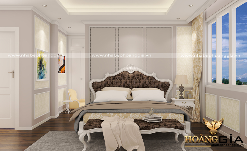 Phòng ngủ tân cổ điển với gam màu trắng – xu hướng được nhiều gia chủ lựa chọn