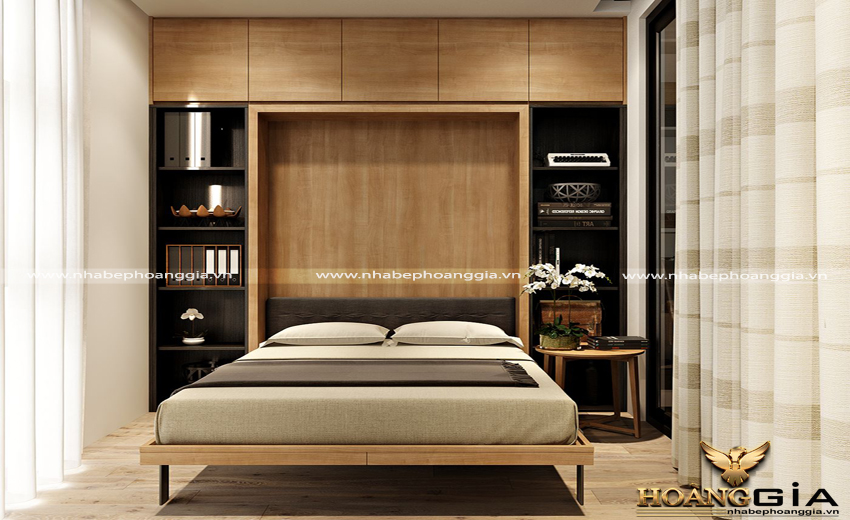 Phòng ngủ chung cư hiện đại bằng chất liệu laminate