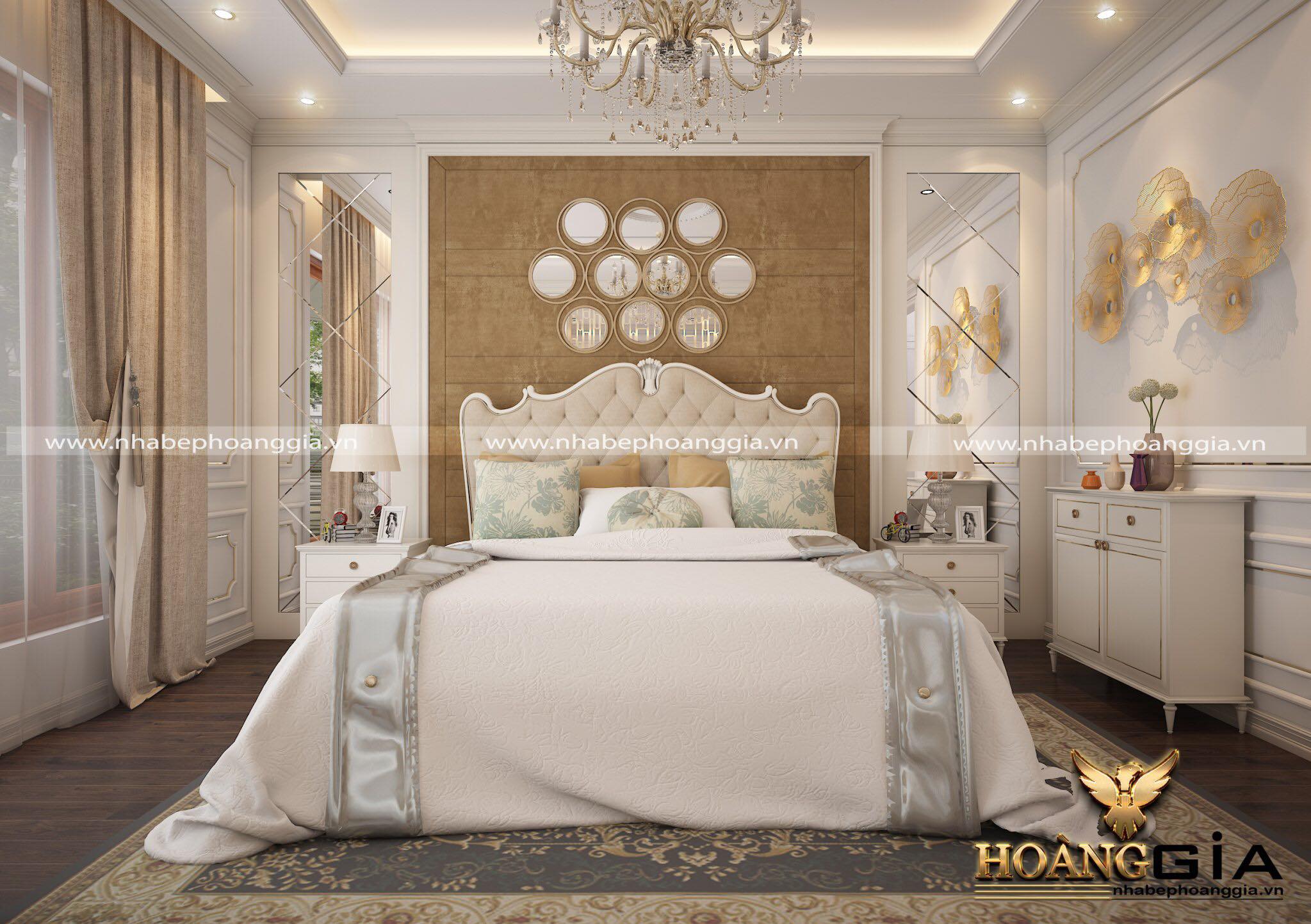 Mẫu phòng ngủ tân cổ điển đẹp sang trọng, đẳng cấp với tone màu trắng