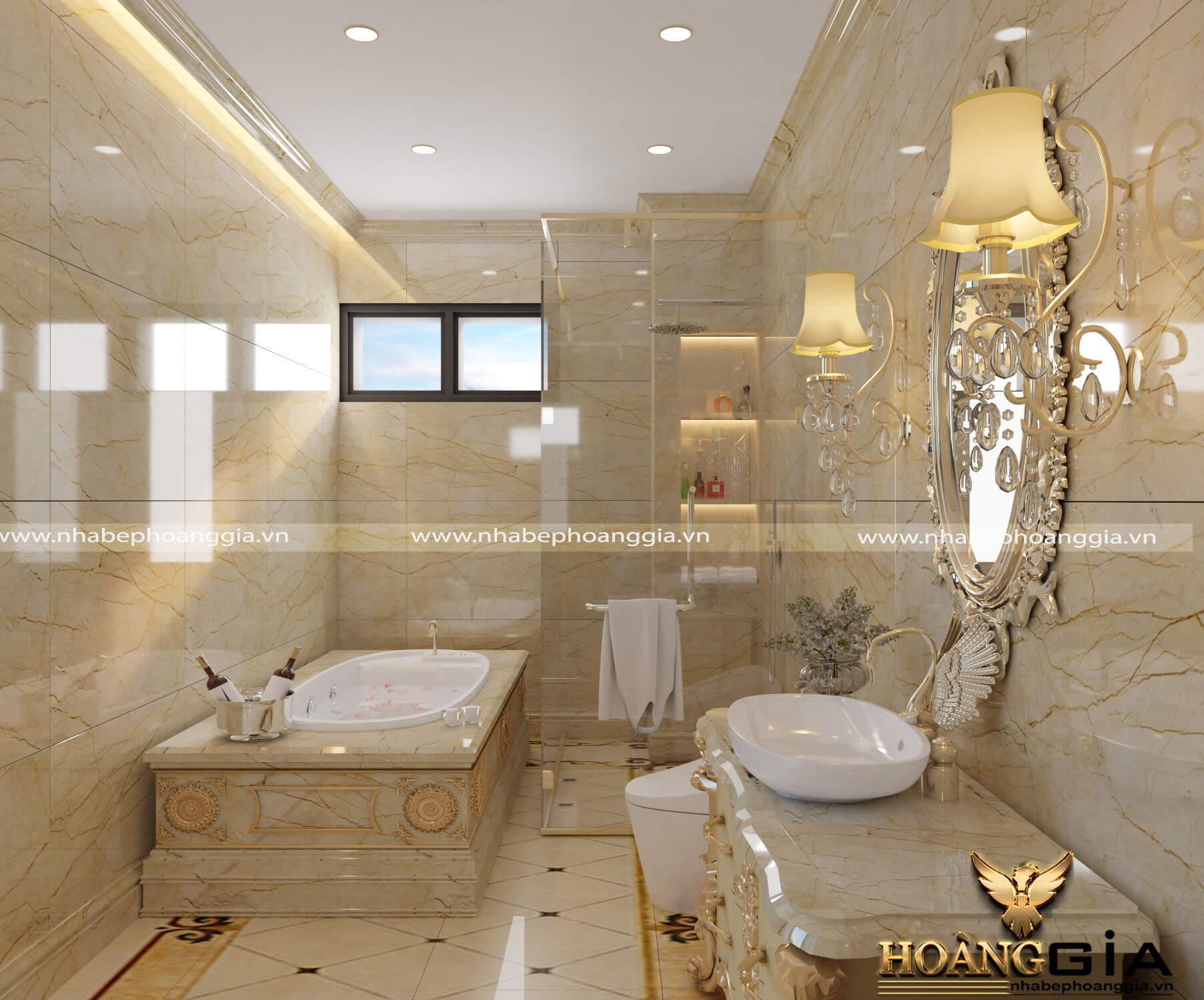 Khám phá phòng tắm kính đẹp tại biệt thự tân cổ điển Quảng Bình
