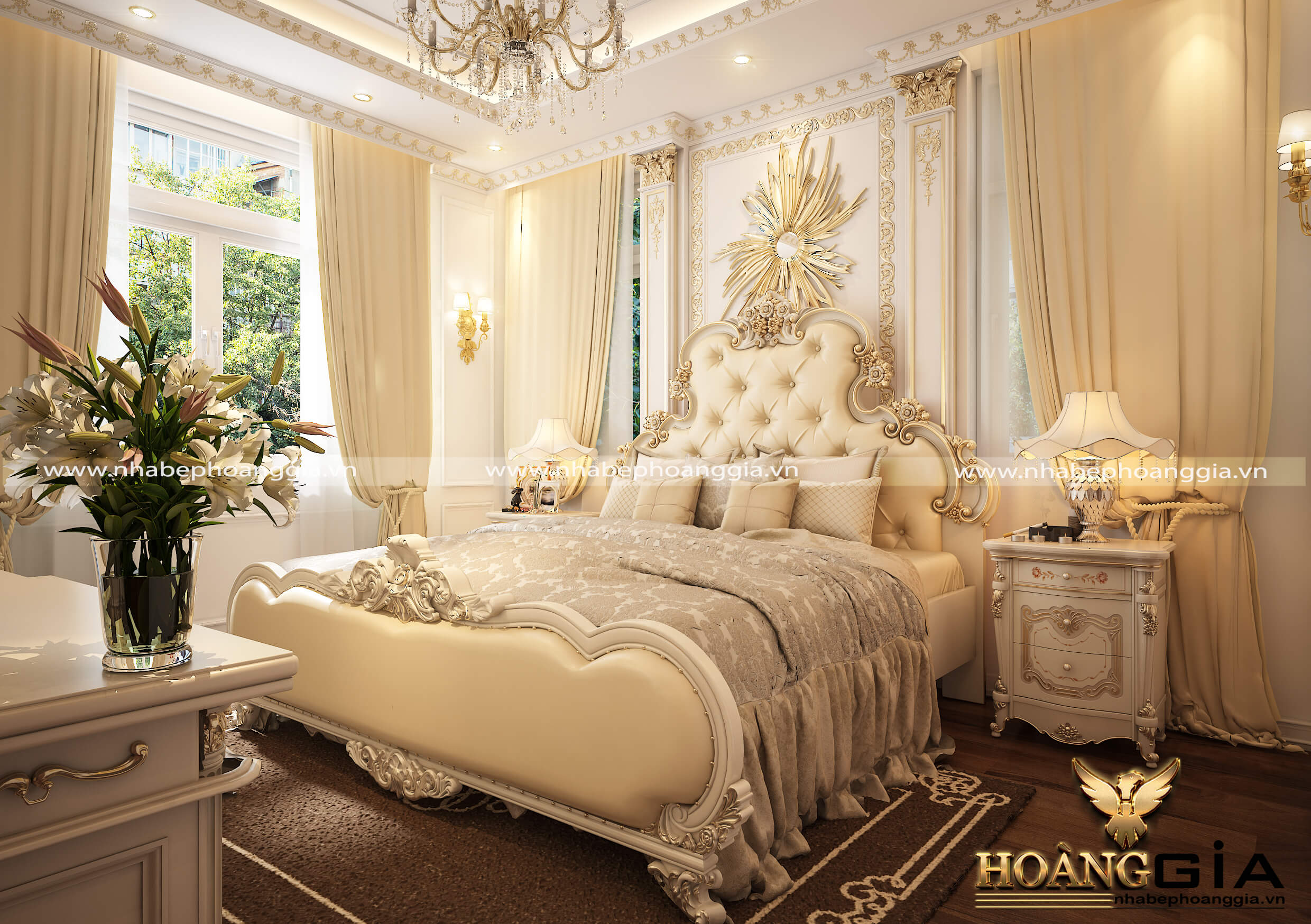 Mẫu thiết kế nội thất phòng ngủ cổ điển Châu Âu đầy kiêu sa, quý phái