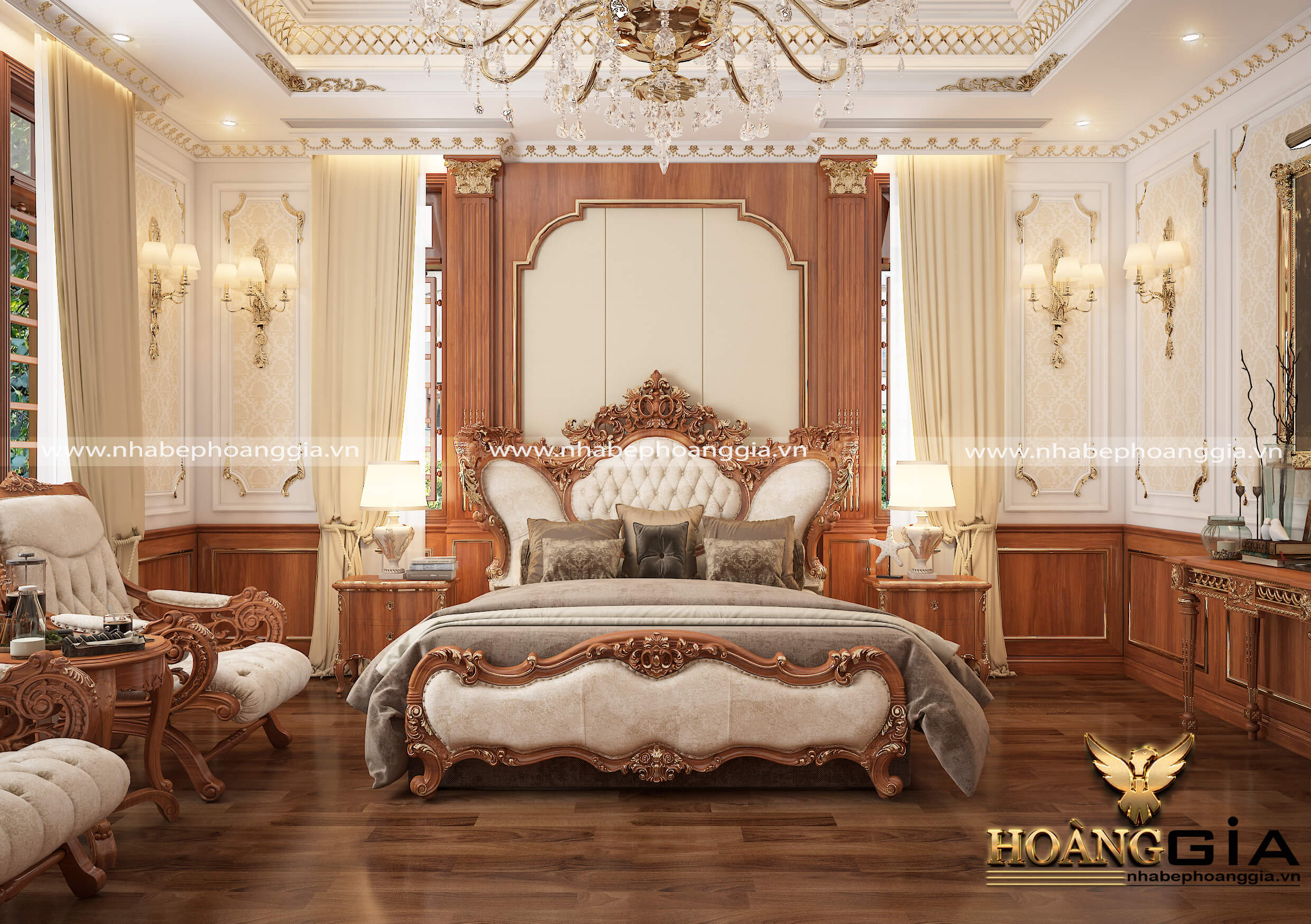 Mẫu phòng ngủ đẹp phong cách tân cổ điển sang trọng cho nhà biệt thự