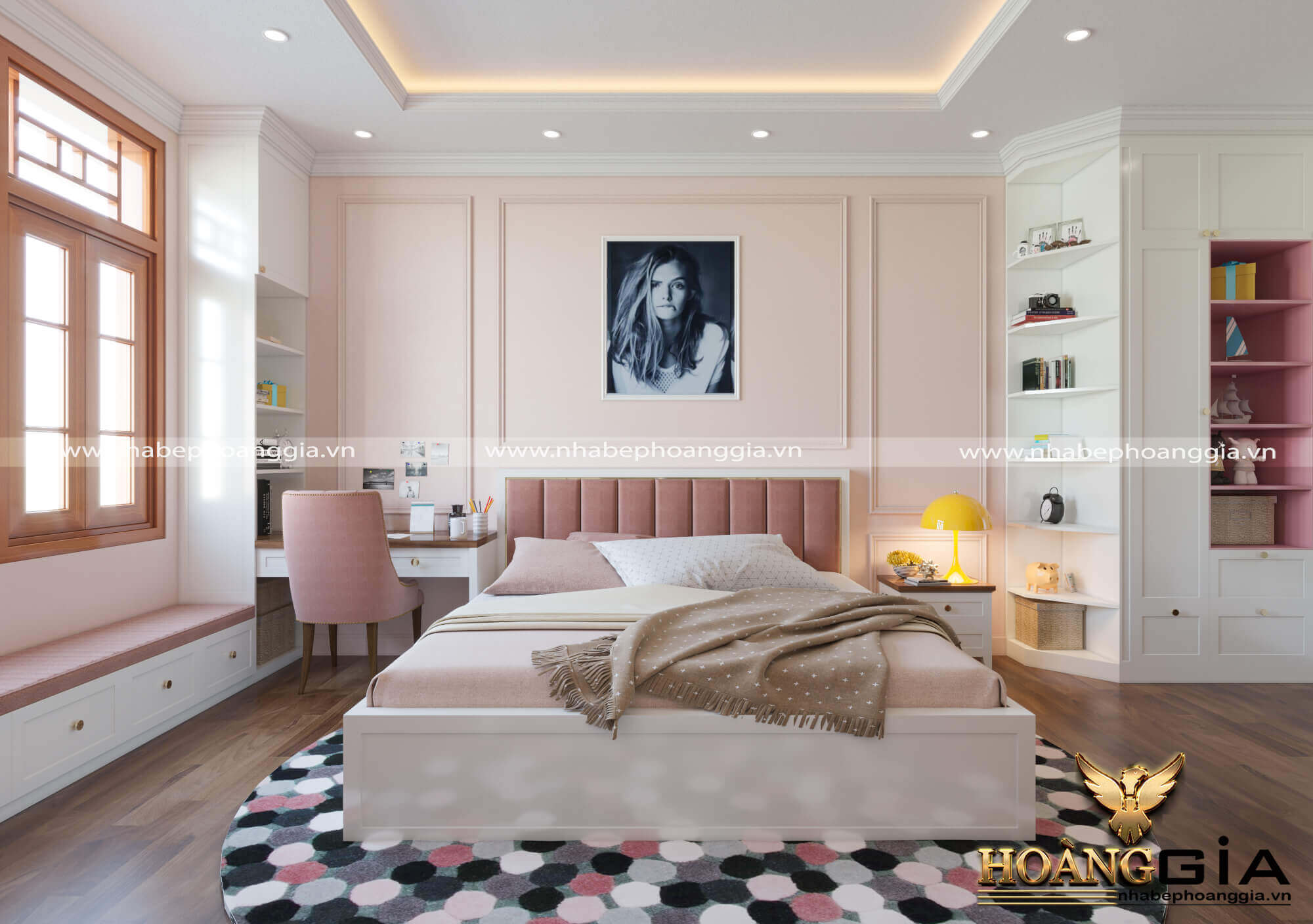 Mẫu thiết kế phòng ngủ phong cách hiện đại đầy ngọt ngào cho con gái