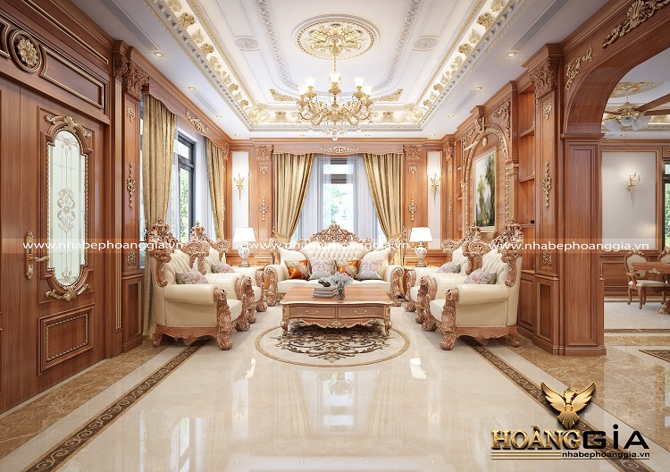Mẫu thiết kế phòng khách tân cổ điển nhà anh Lộc (Hà Tĩnh)